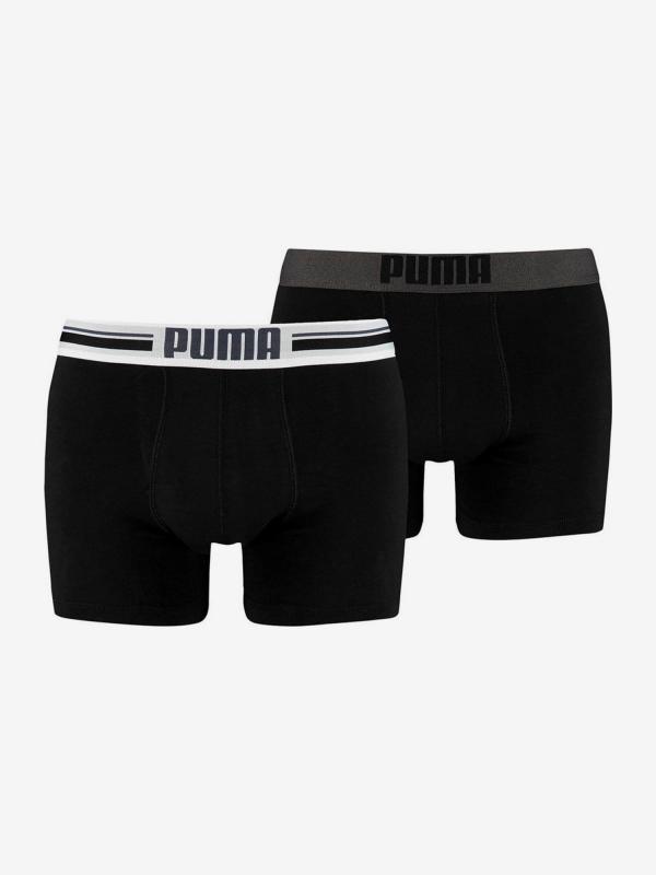Boxerky Puma Placed Logo Boxer 2 Pack Černá