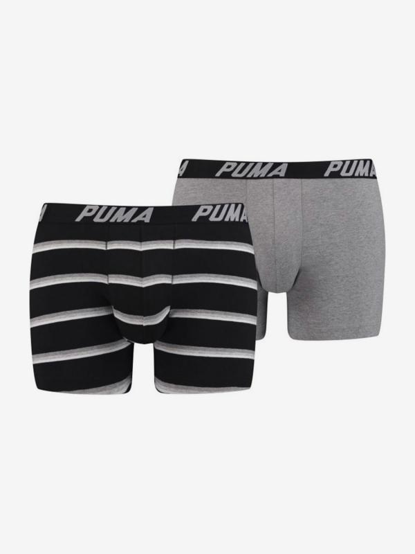 Boxerky Puma Basic Boxer 2 Pack Stripe Černá