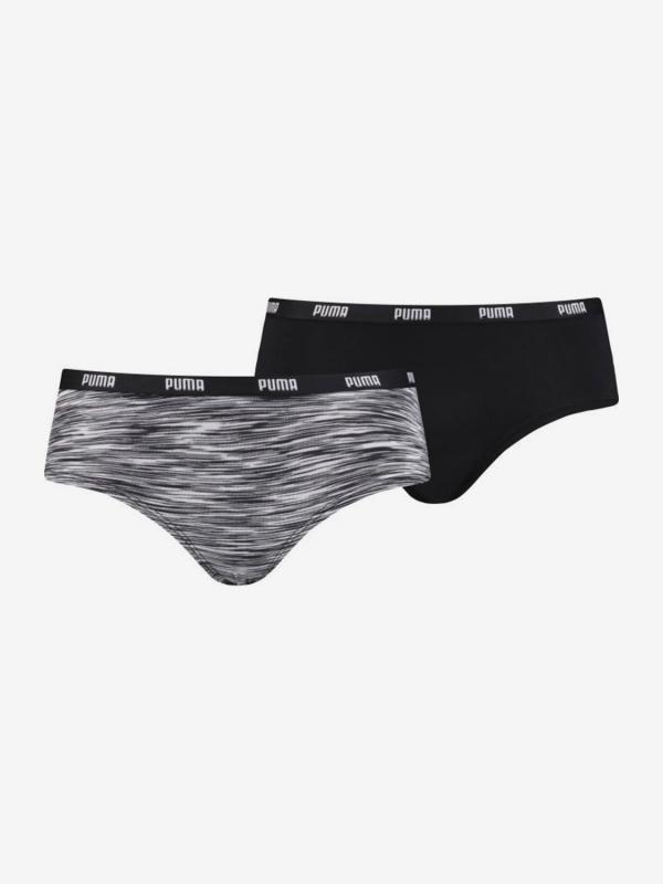Kalhotky Puma Hipster 2 Pack Packed Černá