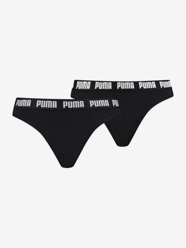 Kalhotky Puma String 2 Pack Packed Černá