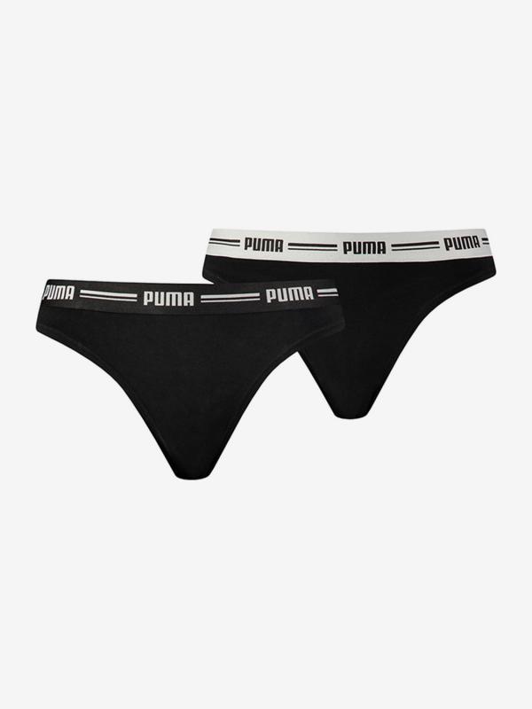 Kalhotky Puma Iconic String 2 Pack Packed Černá