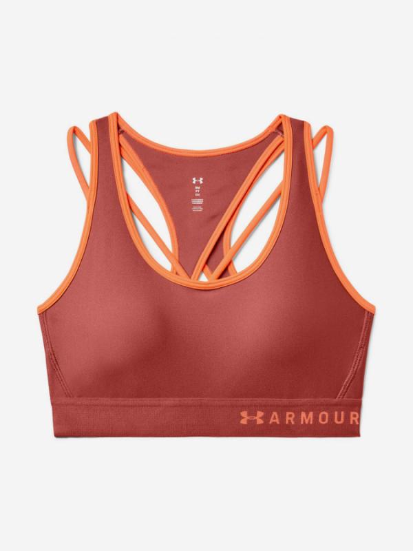 Kompresní podprsenka Under Armour Mid Crossback Strappy Bra-Pnk Růžová
