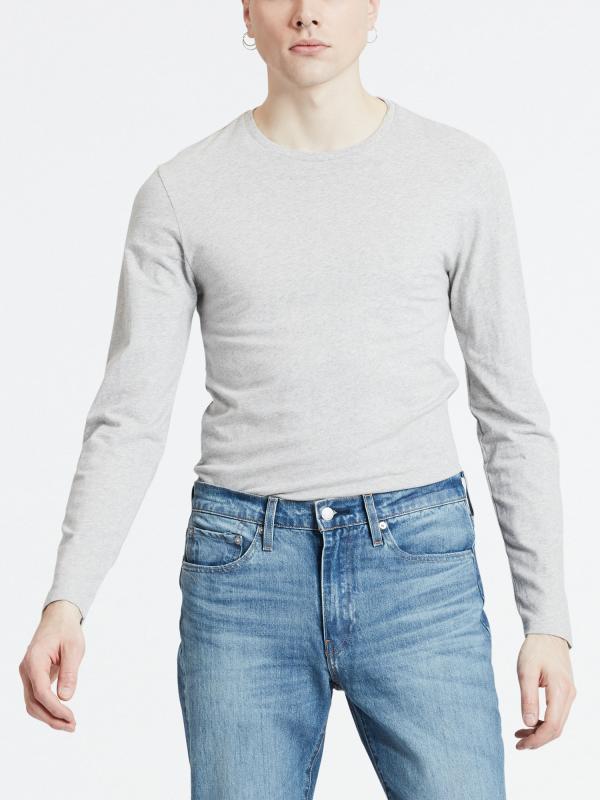 Tričko LEVI'S Ls Slim 2Pk Crewneck Ls 2 Pack Šedá