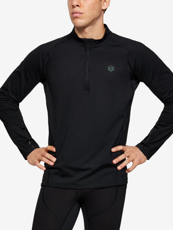 Tričko Under Armour Rush Run Coldgear Half Zip-Blk Černá