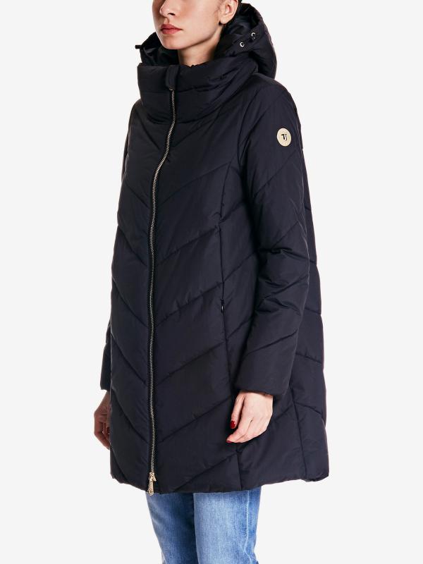 Bunda Trussardi Long Jacket With Hood Regular Fit Matt Nylon Černá