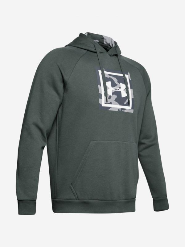 Mikina Under Armour Rival Fleece Printed Hoodie-Gry Zelená