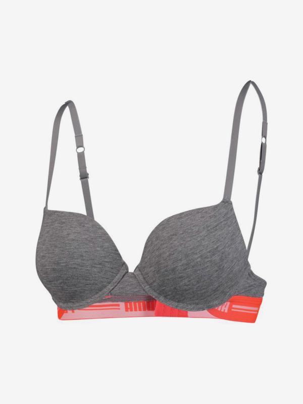 Podprsenka Puma T-Shirt Bra 1P Hang Šedá