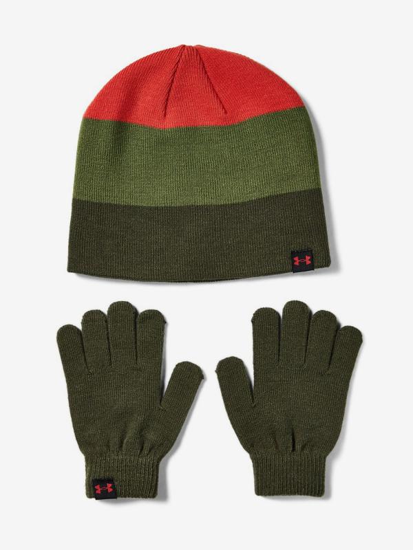 Čepice a rukavice Under Armour Boys Beanie Glove Combo-Grn Barevná