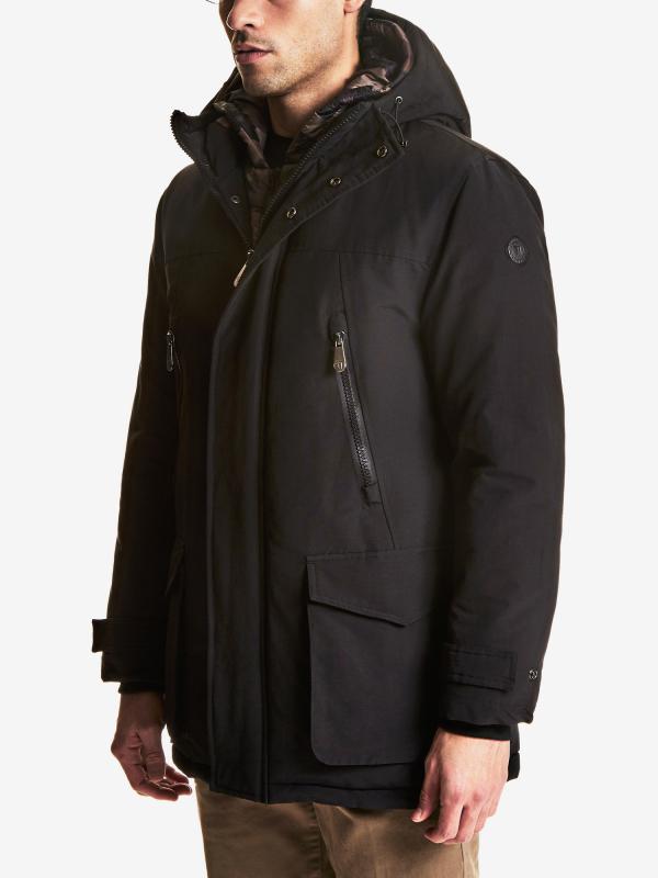 Bunda Trussardi Hooded Parka Regular Fit Nylon Cotton/Poly Weaving Černá