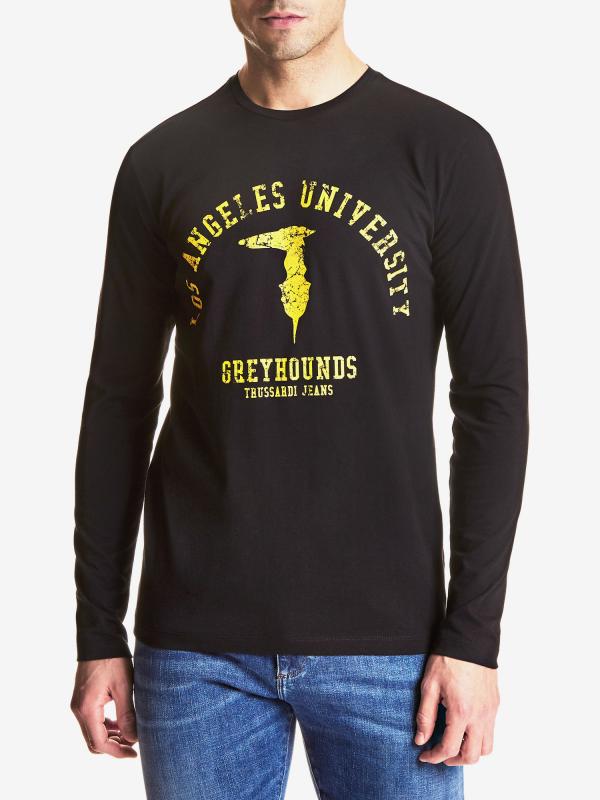 Tričko Trussardi Long Sleeves T-Shirt Cotton Jersey Reg.Fit Černá