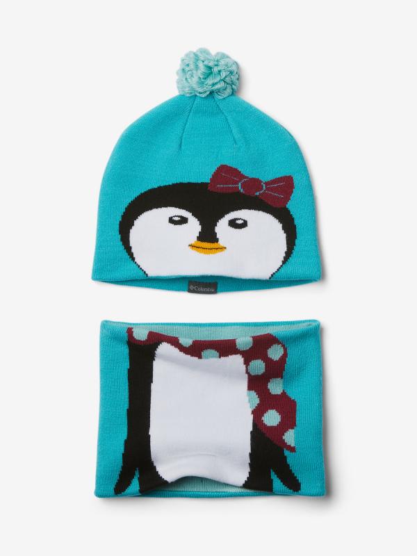 Čepice a nákrčník Columbia Youth Snow More Hat and Gaiter Set Modrá