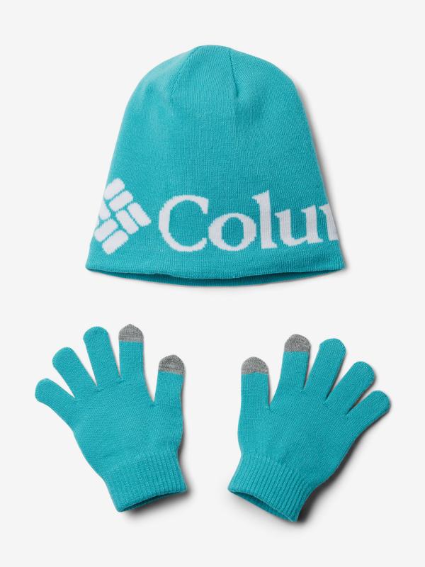 Čepice a rukavice Columbia Youth Hat and Glove Set II Modrá