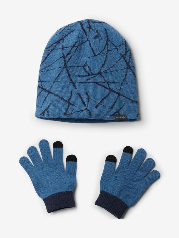 Čepice a rukavice Columbia Youth Hat and Glove Set II Modrá
