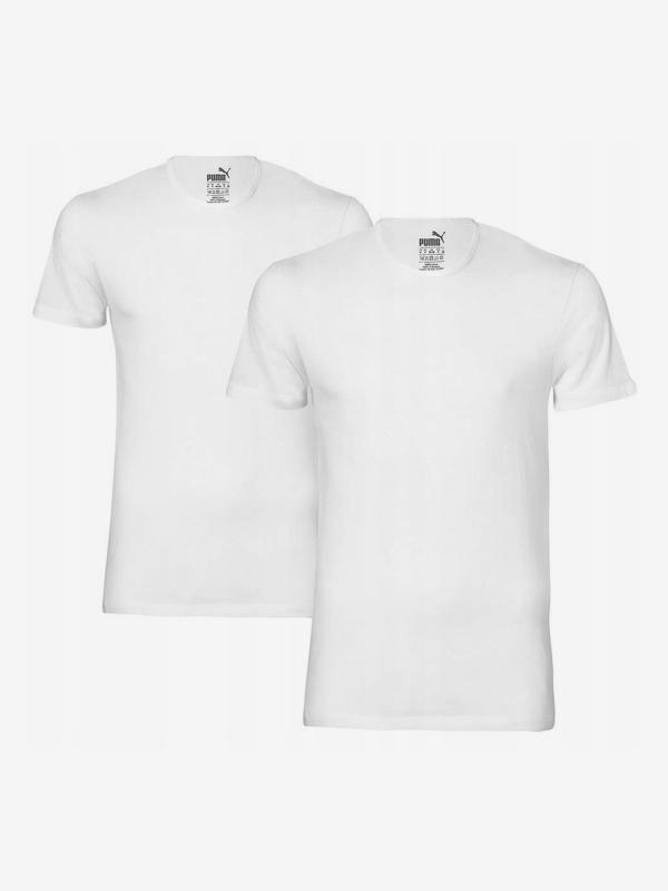Tričko Puma Basic 2 Pack V-Neck Bílá