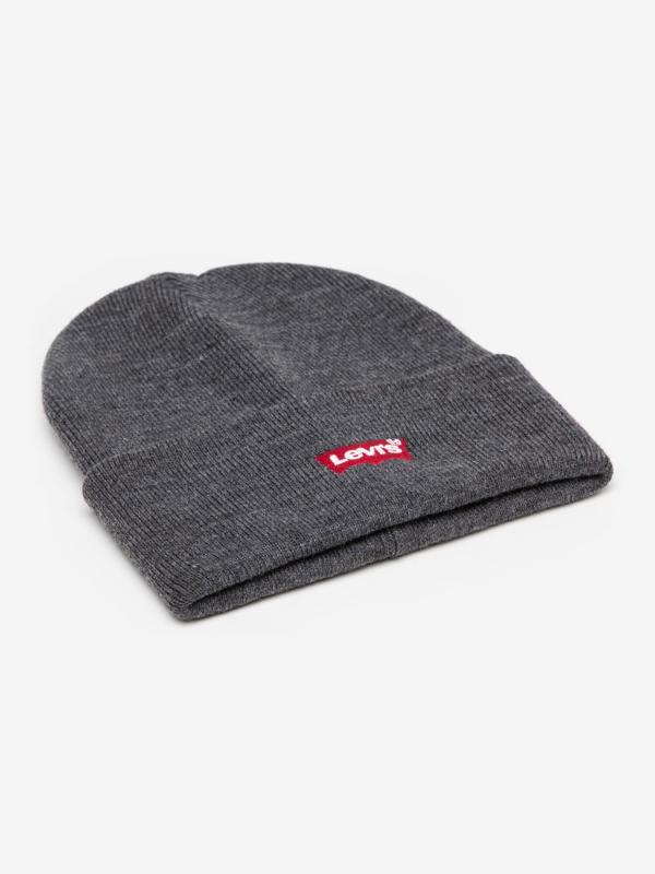 Čepice Levi's® Red Batwing Embroidered Slouchy Beanie Šedá