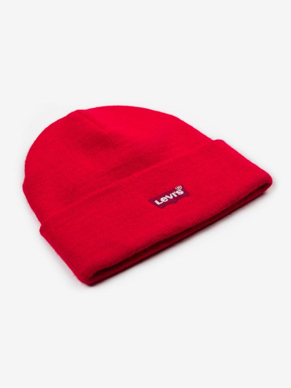 Čepice Levi's® Red Batwing Embroidered Slouchy Beanie Červená