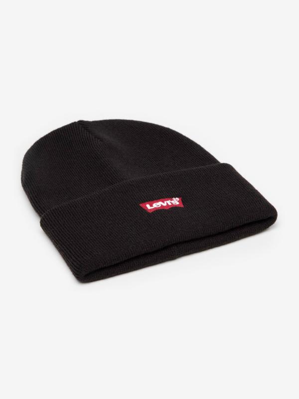 Čepice LEVI'S Red Batwing Embroidered Slouchy Beanie Černá