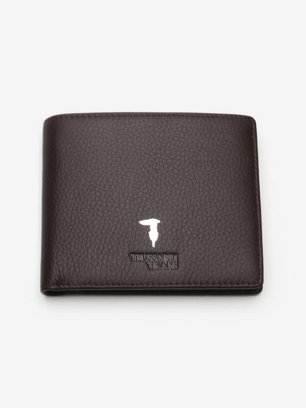 Peněženka Trussardi Wallet Credit Card Coin Pocket Tumbled Hnědá