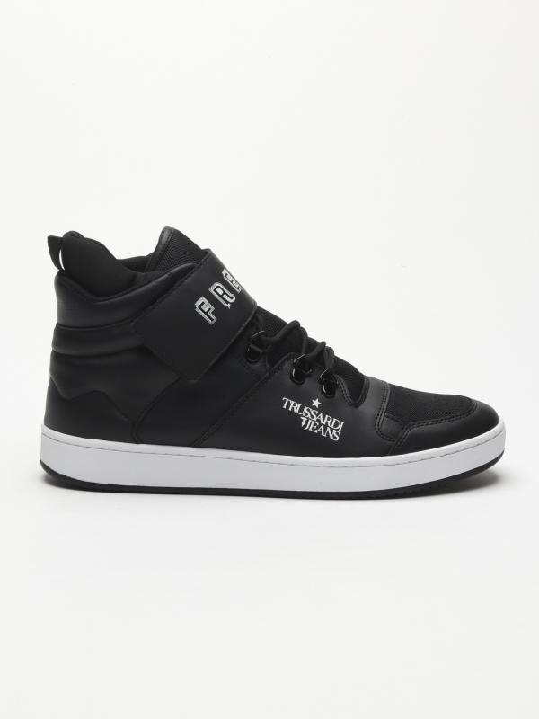 Boty Trussardi Sneakers Synthetic Printed Strap Černá