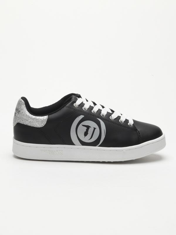 Boty Trussardi Sneaker Synthetic Logo Print Glitter Černá