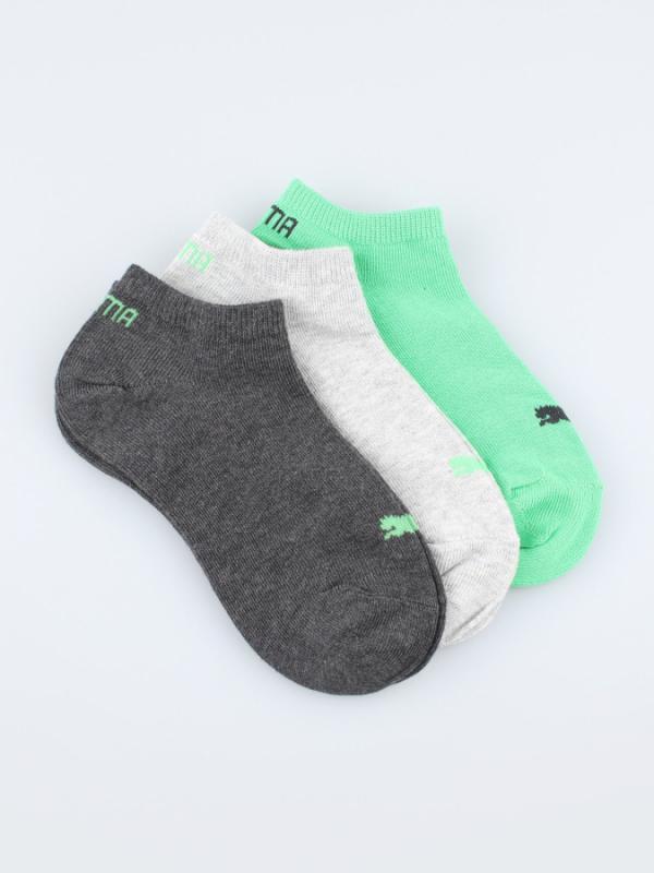 Ponožky Puma Kids Invisible 3 Pack Grey Green Barevná