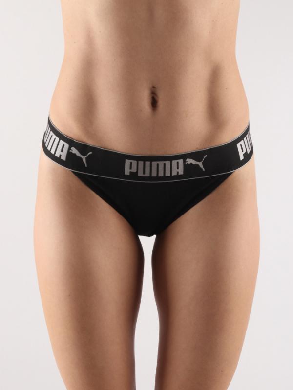 Kalhotky Puma Bikini 2 Pack Packed Black Silver Černá