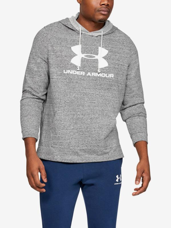Mikina Under Armour Sportstyle Terry Logo Hoodie-Wht Šedá