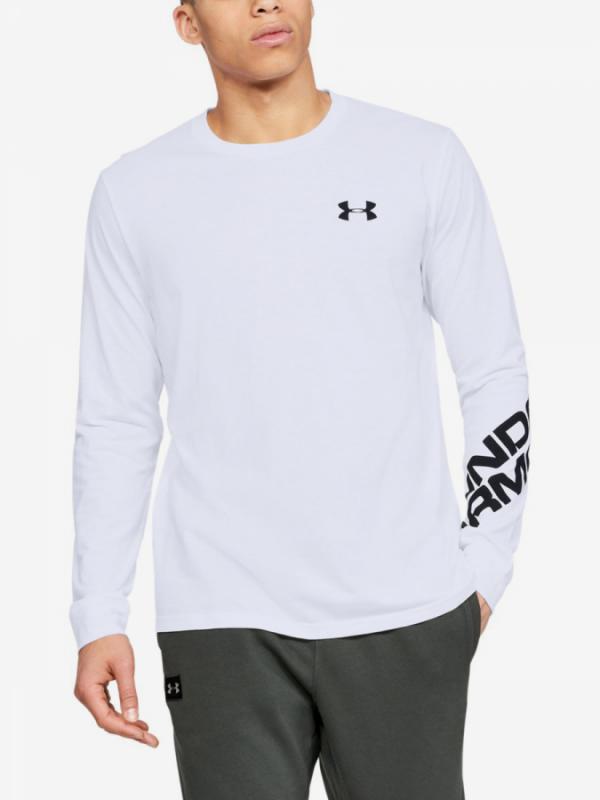 Tričko Under Armour Wordmark Sleeve Ls-Wht Bílá