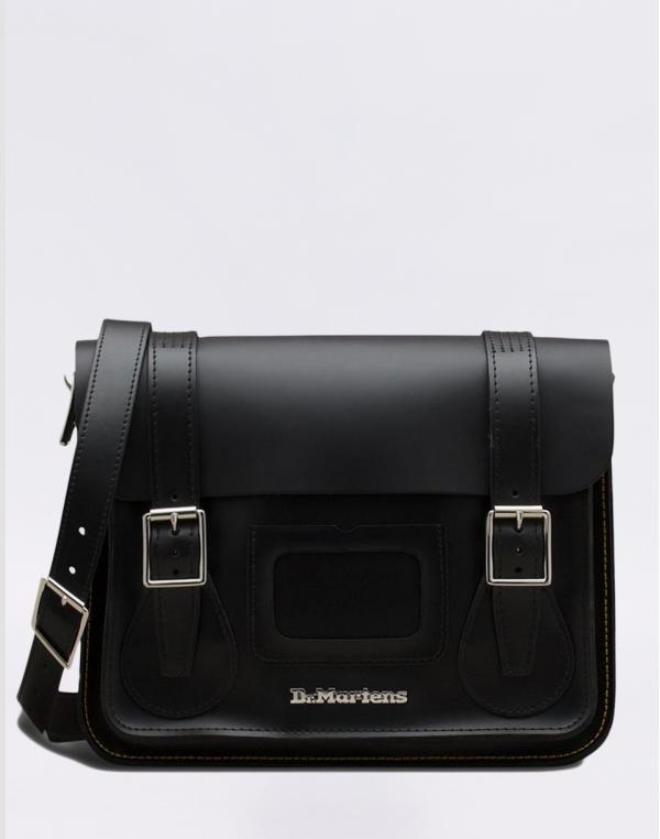 Dr. Martens 11" Leather Satchel Black Kiev & Black Smooth