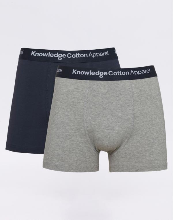 Knowledge Cotton 2 Pack Solid Colored Underwear With Navy Elastic 1012 Grey Melange XL