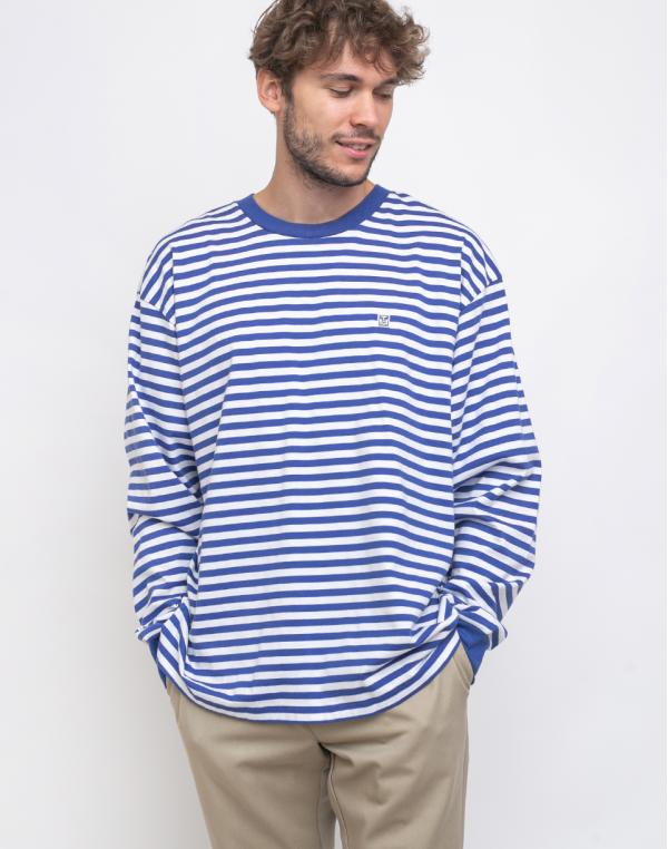 Obey 89 Icon Stripe Box Tee II LS Blue Multi M