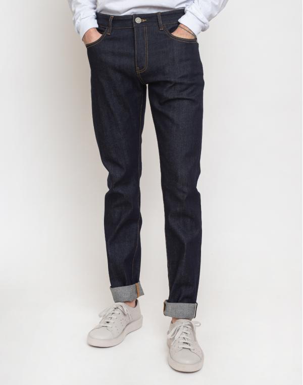 Knowledge Cotton Ash Tapered Slim Raw Blue Stretched Selvedge Denim 3039 Blue Raw W34/L34