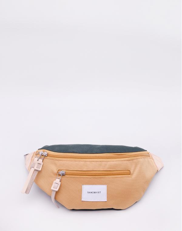 Sandqvist Aste Multi Honey Yellow / Dark Green with Natural Leather