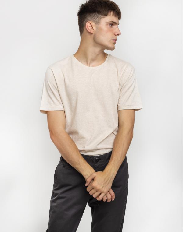 Knowledge Cotton Basic Regular Fit O-Neck Tee 1229 White Melange XL