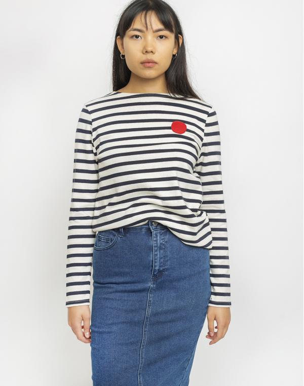 Loreak Boatneck Dot Ecru Navy S