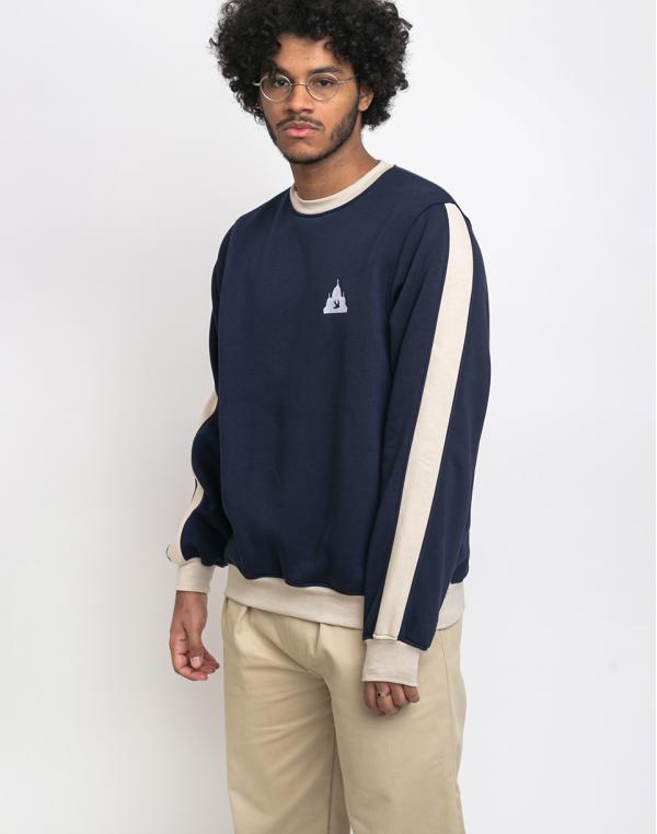 North Hill Colorblock Crewneck Fleece Navy/Beige S
