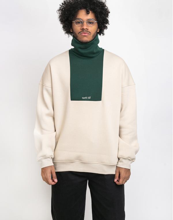 North Hill Colorblock Turtleneck Green Cream/Green S