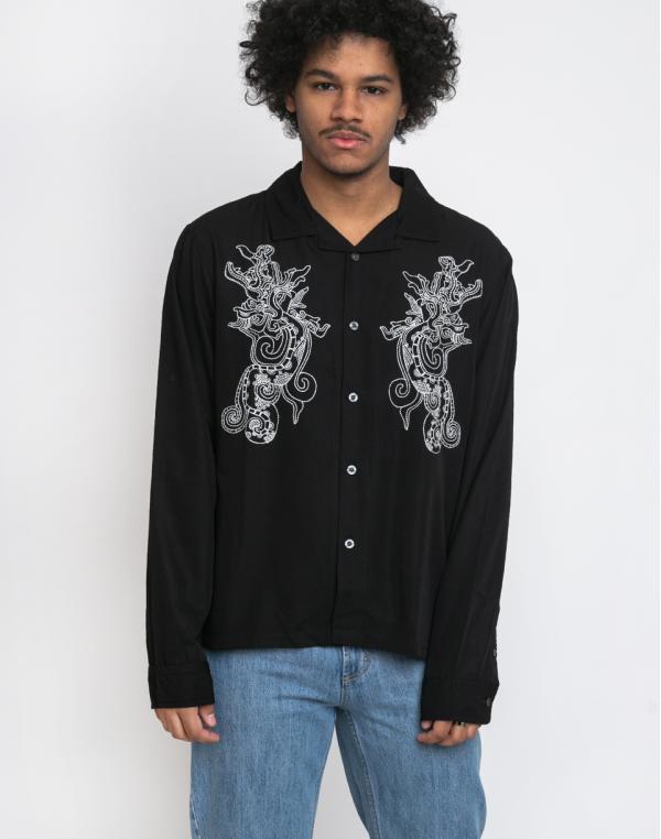 Stüssy Emb. Dragon LS Shirt Black L