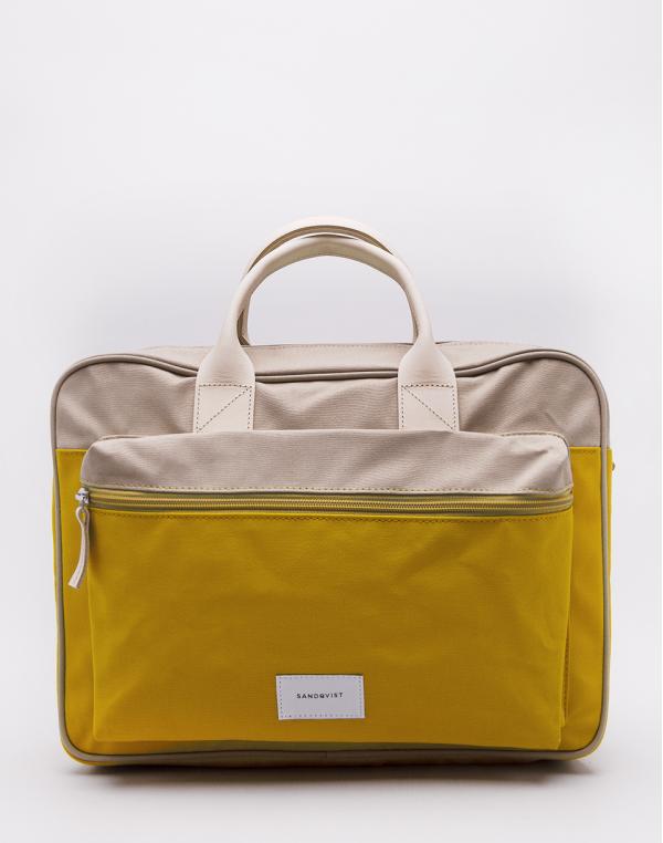 Sandqvist Emil Multi Yellow / Beige with Natural Leather