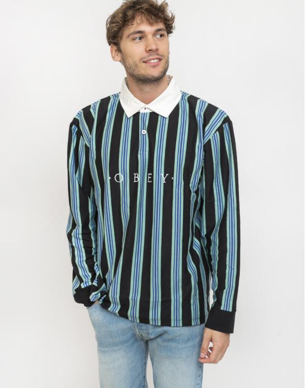 Obey Firm Classic Polo Ls Black Multi M