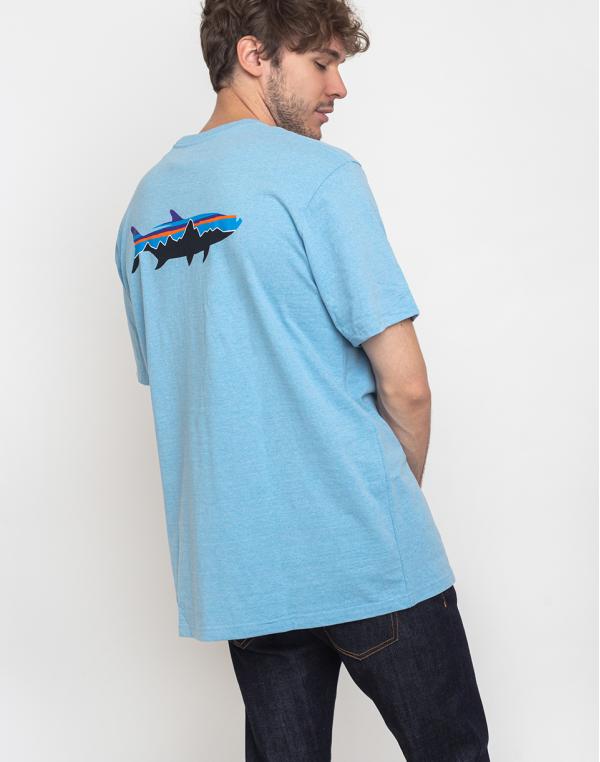 Patagonia Fitz Roy Tarpon Responsibili-Tee Break Up Blue L