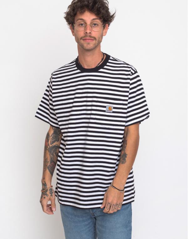 Carhartt WIP Haldon Pocket T-Shirt Haldon Stripe, Black / White M
