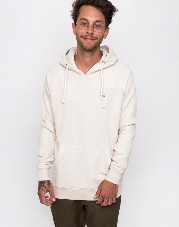 Knowledge Cotton Hood Kangaroo Sweat With Owl Badge 1229 White melange S