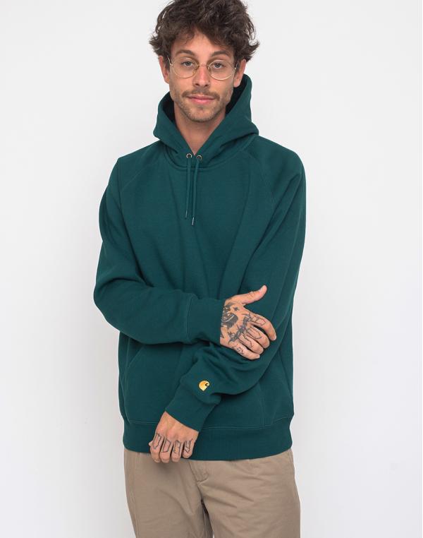 Carhartt WIP Hooded Chase Sweat Dark Fir/Gold S