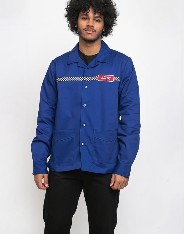 Stüssy Checker Work LS Shirt Blue L