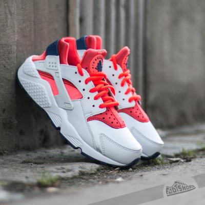 Wmns Nike Air Huarache Run Premium Platinum/ Bright Crimson- Loyal Blue