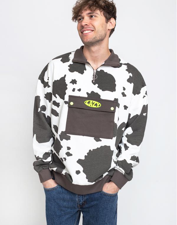 Lazy Oaf Lazy Cow Half Zip Sweatshirt Black L