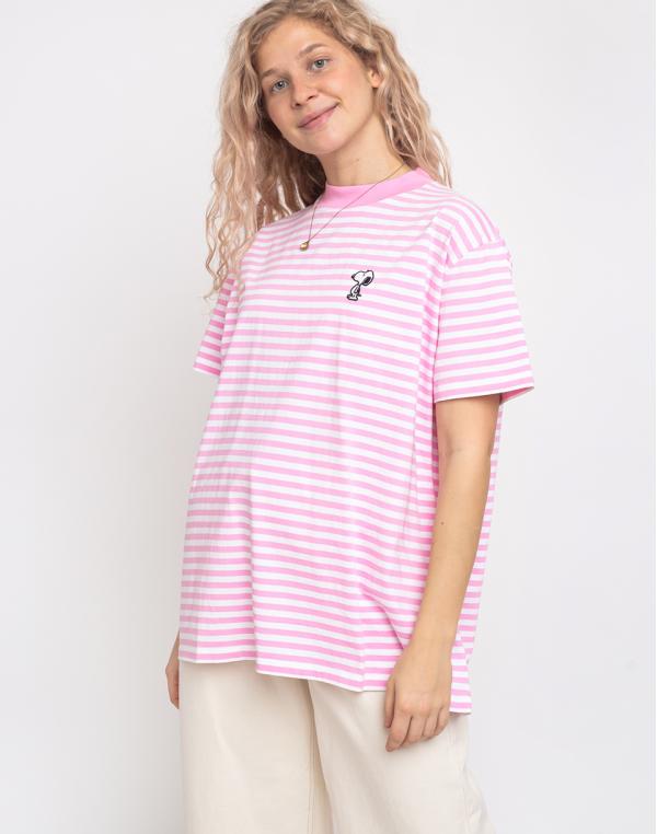 Lazy Oaf Lazy Oaf x Peanuts Stripy Snoopy T-shirt Pink M