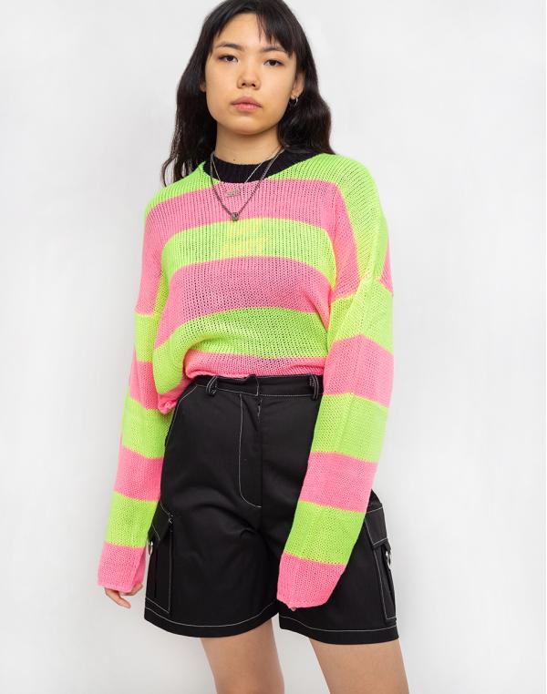 The Ragged Priest Live Wire Knit Pink/Lime M