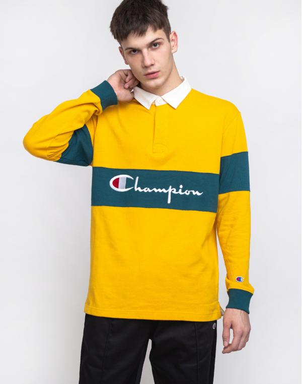 Champion Long Sleeve Polo T-Shirt OLD/TEL M